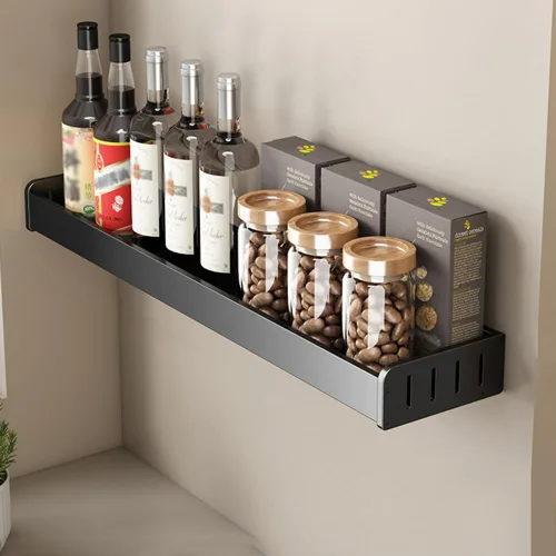 Miniatura 9 de Estante de especias montado en la pared, organizador de especias de cocina para tarros de especias, estante de especias para detrás de la estufa