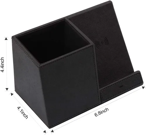 Miniatura 8 de COSOOS Cargador inalámbrico rápido con organizador de escritorio, cargador de teléfono de escritorio compatible con 15/15 Pro/15 Pro