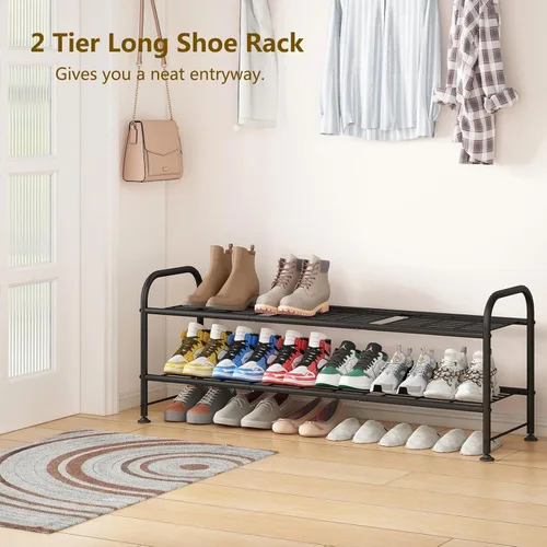 Miniatura 3 de LINZINAR Zapatero de 2 niveles organizador de almacenamiento para armario entrada metal negro