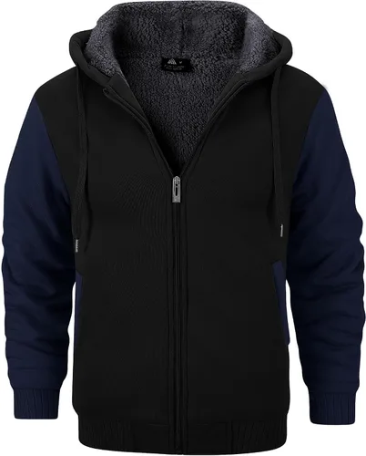 Miniatura 50 de GEEK LIGHTING Sudadera con capucha y cremallera para hombre, forro polar, chaqueta gruesa con capucha para invierno, cálida sudadera atlética