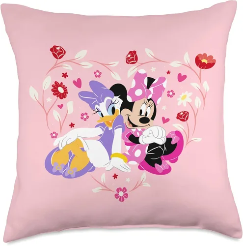 Miniatura 5 de Disney Minnie and Daisy BFF - Almohada de corazón rosa, 16 x 16 pulgadas, multicolor