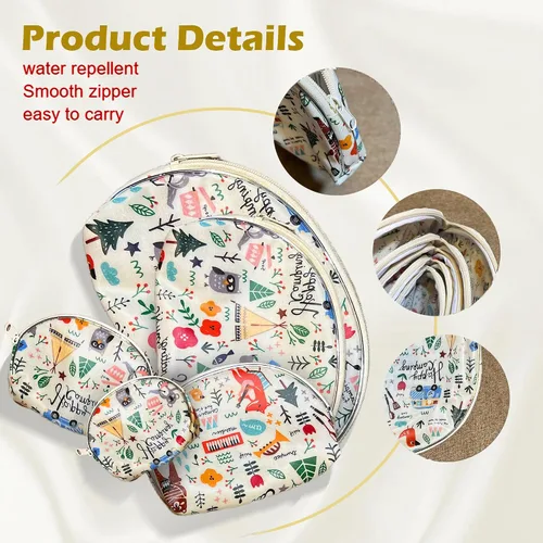 Miniatura 3 de HESSION Juego de 5 bolsas de cosméticos para mujer, bolsa de maquillaje, bolsa con cremallera, accesorios organizador para viajes, Color 1