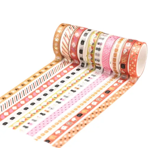 Miniatura 5 de YUBBAEX Juego de 10 rollos de cinta washi brillante, 8mm de ancho, de lámina dorada decorativa para manualidades, álbumes de recortes, planificador