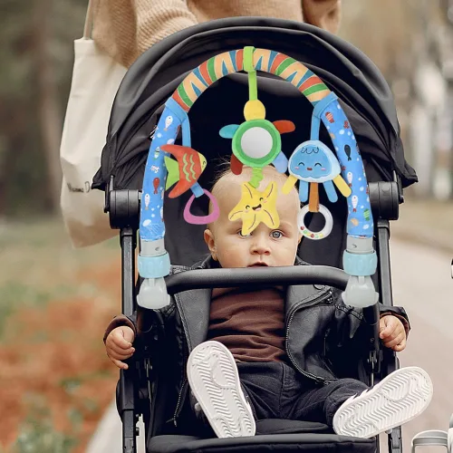 Miniatura 4 de Caterbee Barra de juguete para bebé con clip para cuna y cochecito de bebé, juguete de arco de viaje, moisés para niños pequeños (estrella)