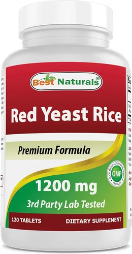 Best Naturals Arroz de levadura roja 1200 mg (sin OGM), 120 comprimidos, no irradiado, sin citrinina