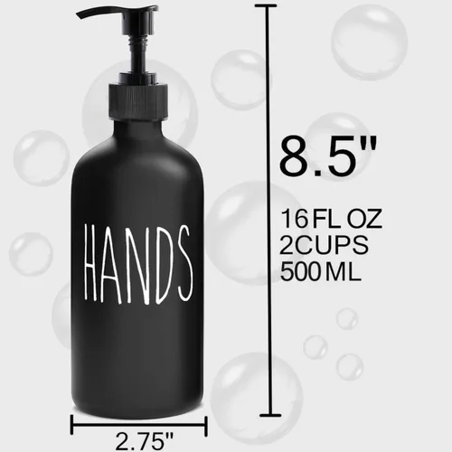 Miniatura 2 de MOMEEMO Juego de 2 dispensadores de jabón, contiene dispensador de jabón para platos y manos, perfecto para decoración de cocina negra (negro)