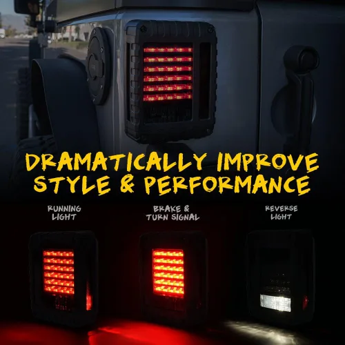 Miniatura 4 de Xprite Luces traseras LED con señal de giro de freno trasero y función de iluminación inversa, luces traseras de lente ahumada compatibles con Jeep