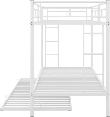 Miniatura 6 de Bellemave Litera individual sobre cama individual con nido, marco de cama de metal con escalera y rieles de seguridad para niños, niñas, niños