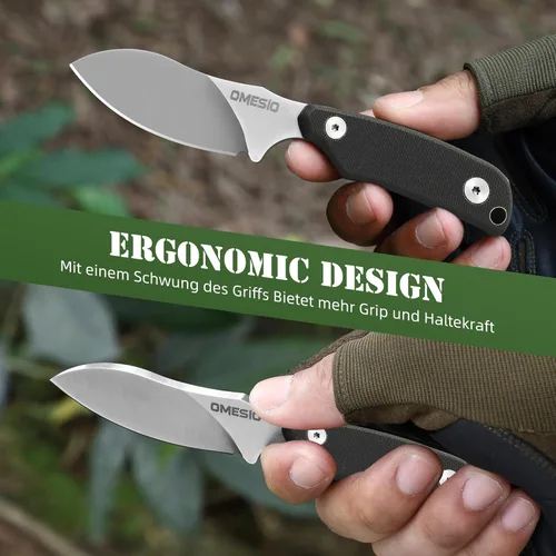 Miniatura 7 de Omesio Cuchillo para el cuello, cuchillo de hoja fija de 5.82 pulgadas con funda y collar Kydex, cuchillo táctico para el cuello Campact de espiga