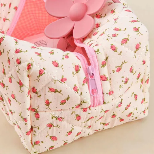 Miniatura 4 de Bolsa de maquillaje floral, bolsa de maquillaje acolchada floral, bolsa de cosméticos grande, bolsa de maquillaje de viaje de moda, bolsa de Flores