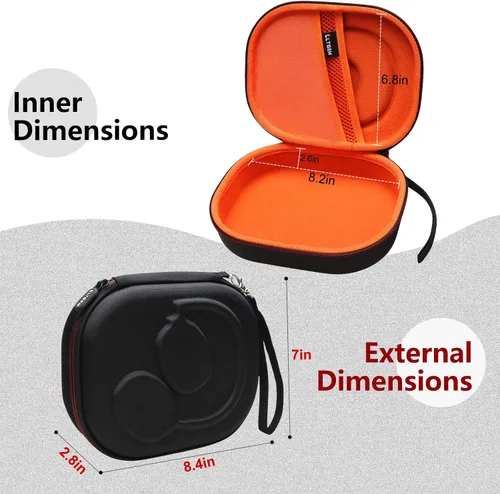 Miniatura 4 de LTGEM - Funda rígida de EVA para JBL Live 770NC/660NC/650BT/460NC/670NC/400BT/500BT y JBL Tune 7. Exterior negro + naranja