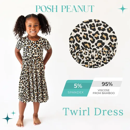 Miniatura 17 de Posh Peanut - Vestidos para niñas – Vestido suave para niña hecho con viscosa de bambú – Vestidos de otoño, primavera y verano para niñas