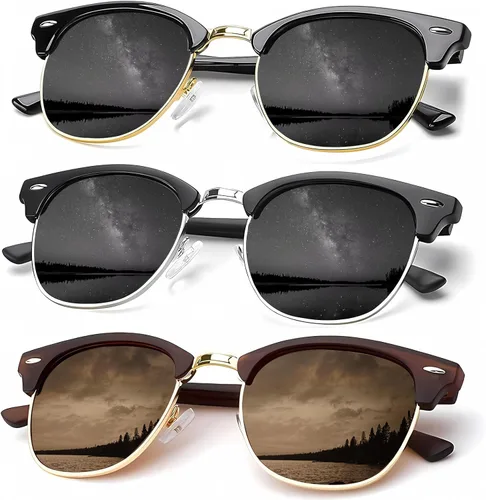 Miniatura 15 de KALIYADI - Gafas de sol polarizadas para hombres y mujeres unisex, marco semirretráctil, estilo retro, para conducir, con bloqueo UV