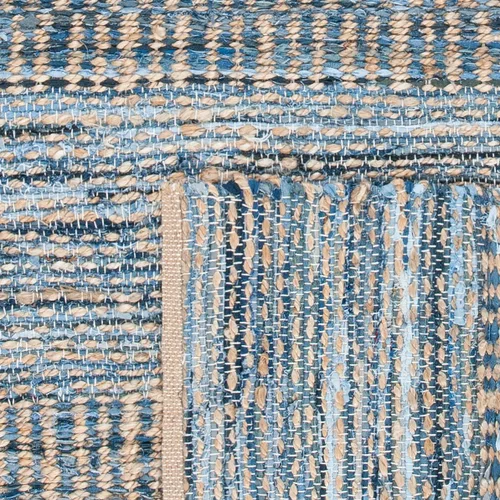 Miniatura 7 de SAFAVIEH Cape Cod Collection - Alfombra de pasillo, 2 pies 3 pulgadas x 6 pies, natural y azul, hecha a mano, tejido plano costero trenzado, ideal