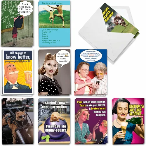 Miniatura 10 de NobleWorks 20 tarjetas de cumpleaños divertidas surtidas en caja con sobres de 5 x 7 para hombres, mujeres (10x2 diseños) Dave Coverly's Dog Days