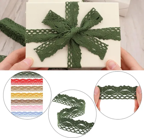 Miniatura 2 de Cordón de costura de ganchillo de encaje de algodón de cinta de encaje verde para envoltura de paquetes de regalo, suministros de álbumes de recortes