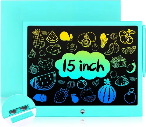 Miniatura 9 de Juguetes para niños y niñas de 3, 4, 5, 6, 7, 8 años, tableta de escritura LCD de 15 pulgadas, tablero de garabatos, almohadillas de dibujo Azul
