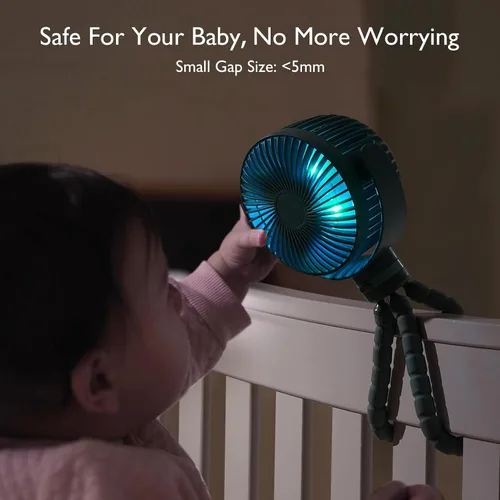 Miniatura 4 de Momcozy Ventilador portátil para cochecito de 8000 mAh, batería de 27 horas de duración desmontable de 4 velocidades de rotación de 360° con 2