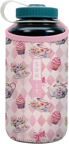 Miniatura 156 de Sok It BotlSok Funda para botella de agua con cubierta de neopreno aislante (Floral abstracto, se ajusta a CamelBak o Nalgene de 12 onzas)