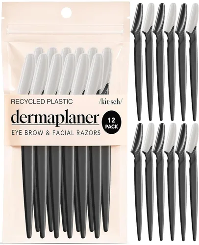 Kitsch Dermaplane - Maquinilla de afeitar facial para mujeres y hombres, maquinillas de afeitar para cejas y afeitadora facial - Maquinilla de Negro