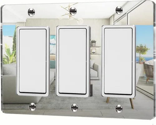 Miniatura 23 de 1 Pieza Placa de Interruptor de Luz con Espejo, Cubierta de Salida de Pared Decorativa de Acrílico, Placas de Interruptor de Espejo, Placas de Pared