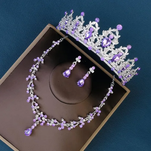 Miniatura 2 de PRINCESS BRIDE Women Jewelry Set Tiara Set with Earrings and Necklace Gold Gothic Rhinestone Bridesmaid Jewelry Set for Wedding Costume Hair