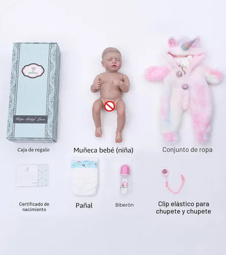 Miniatura 4 de Muñecas Reborn Baby – Muñecas de bebé reales de 20 pulgadas que se ven reales, muñeca niña de vinilo de cuerpo completo en traje de cuerno de Rosa