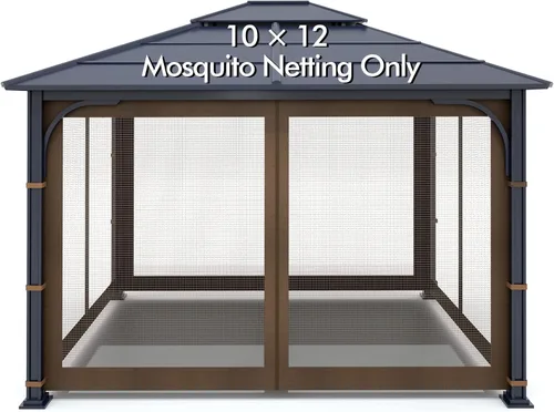 Miniatura 14 de Wonwon Gazebo Mosquitera de Repuesto Universal para Exteriores Toldo de 4 Paneles de Paredes de Malla con Cremallera para Gazebo de 10' x 10