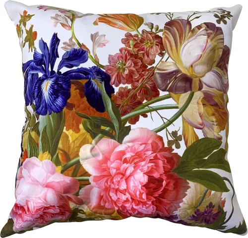 Miniatura 45 de Funda de cojín floral ligera de lujo, 18 x 18 pulgadas, pintura al óleo retro victoriana de doble cara, fondo negro, flor vibrante, funda de cojín