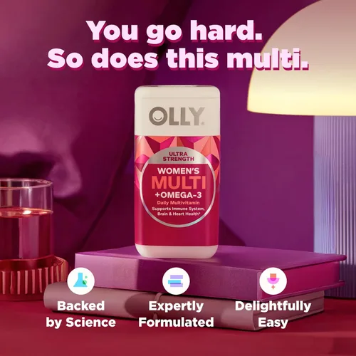 Miniatura 7 de OLLY Ultra Cápsulas Blandas Multivitamínicas para Mujeres, Salud General y Apoyo Inmunológico, Omega-3, Hierro, Vitaminas A, D, C, E, B12