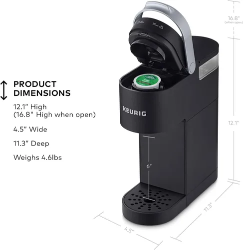 Miniatura 8 de Keurig K-Mini CoffeeFeer, Brewer Single Sirve K-Cup POD Coffee, de 6 a 12 oz. Tamaños de preparación, negro K-mini negro