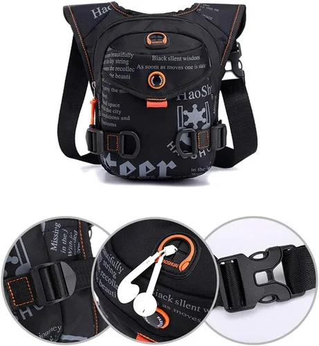 Miniatura 3 de GFun Riñonera de cintura impermeable para mensajero, bolsa táctica militar, muslo, cadera, para exteriores, con agujero para auriculares, viajes