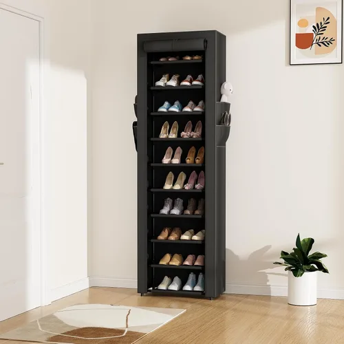 Miniatura 2 de ROJASOP Zapatero con cubiertas, organizador de zapatos grande de 10 niveles, almacenamiento alto para 20-22 pares de zapatos y botas, organizador