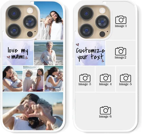 Miniatura 9 de Fundas de teléfono personalizables con diseño de texto, fotos y empalme, regalos para mujeres, familia, madre, aplicable con iPhone 11, 12, 13, 14