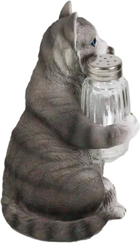 Miniatura 4 de Ebros Gift Gatito felino peludo de cristal para salero y pimentero, figura de 8.25 pulgadas de alto, loco para gatos, gatito, decoración de mascotas