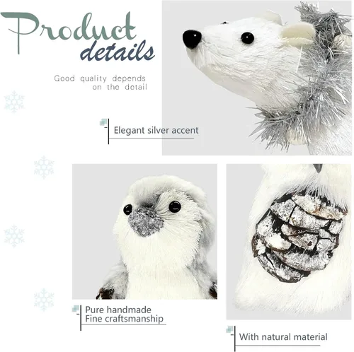 Miniatura 4 de Nature Vibe - Adornos de animales polares de sisal para árbol de Navidad, juego de 6 figuras de animales árticos en caja de regalo como adornos