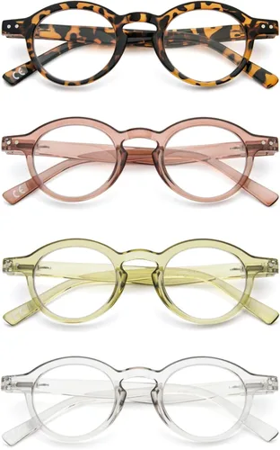 Miniatura 9 de 4 unidades de gafas de lectura pequeñas y redondas, cómodas, con marcos coloridos y elegantes para mujeres