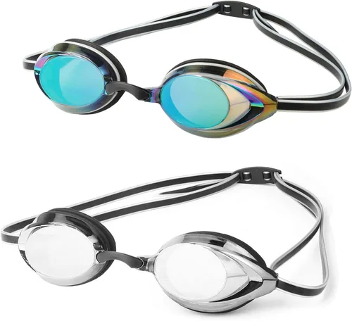 Miniatura 11 de Gafas de natación, paquete de 2 gafas de natación antivaho con protección UV sin fugas para adultos, hombres, mujeres, jóvenes Magenta y negro