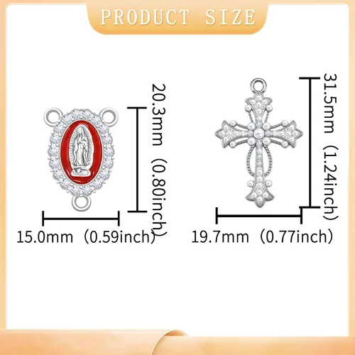 Miniatura 2 de Suministros para hacer rosarios, 24 piezas de dijes de cruz y medalla milagrosa, colgantes de crucifijo vintage, perla para mujer