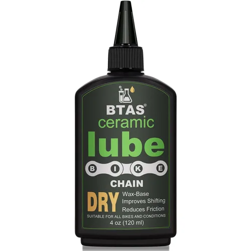 BTAS Lubricante de Cadena de Bicicleta en Seco Cerámico 4 oz - Tinte Trazador UV - Aceite Lubricante para Bicicleta de Carretera y Montaña,