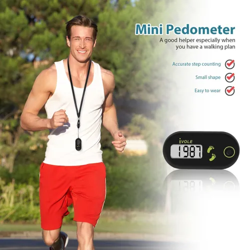 Miniatura 5 de Kisangel Mini podómetro 3D para caminar, contador de pasos con clip para caminar, contador digital, rastreador de pasos deportivo, clips E