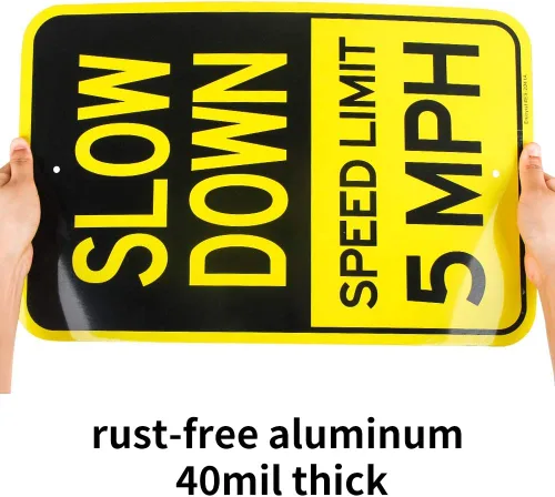 Miniatura 3 de Paquete de 2 letreros grandes de reducción lenta, límite de velocidad de 5 MPH, 18 x 12 pulgadas, aluminio libre de óxido 040, reflectante