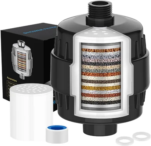 Filtro de ducha universal de 20 etapas con filtro de agua reemplazable, cabezal de filtro de ducha de baño para agua dura, eliminación de cloro y