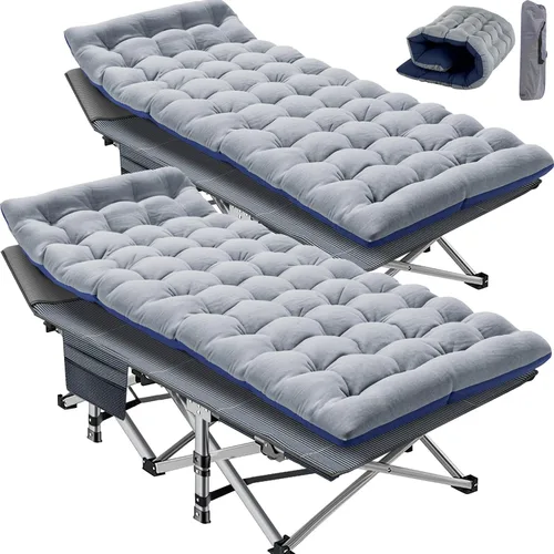 Miniatura 28 de Slsy Catre de camping plegable para adultos con almohadilla, catres de dormir portátiles acolchados, cama de campamento con bolsa de transporte