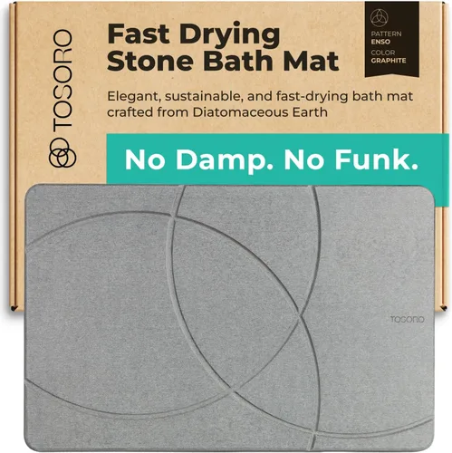 TOSORO - Tapete de baño de piedra de tierra de diatomeas, antideslizante, súper absorbente, tapete de baño de piedra de diatomita para el suelo del