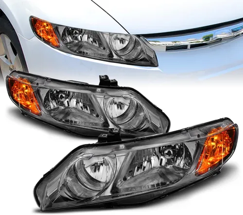 Miniatura 8 de AmeriLite JDM - Juego de faros delanteros halógenos de repuesto negros para Honda Civic Sedan 2006-2011 de 4 puertas/híbrido, lado del pasajero