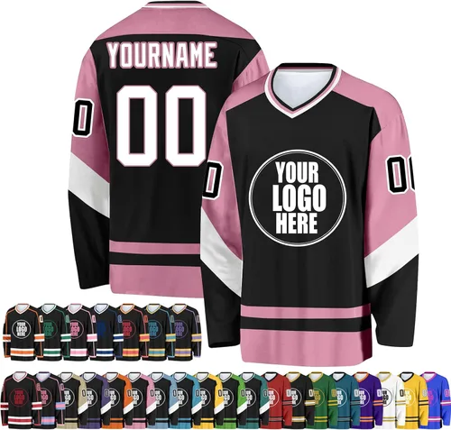 Miniatura 23 de Camiseta de hockey personalizada para hombres/mujeres/jóvenes/niños, nombre personalizado/número/logotipo de gran tamaño camiseta de entrenamiento
