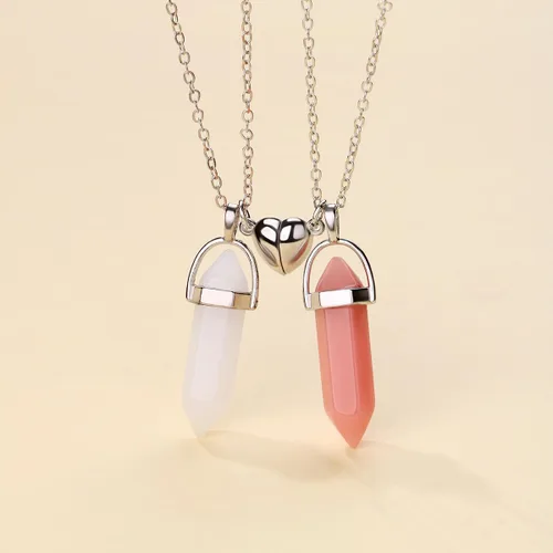 Miniatura 25 de Collar magnético de corazón dividido a juego para parejas, colgante de atracción mutua de cristal, regalo de joyería de amistad para mejores amigos