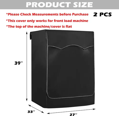 Miniatura 2 de Royxen Paquete de 2 fundas para lavadora y secadora, 27 pulgadas de ancho x 33 pulgadas de profundidad x 39 pulgadas de alto, negro, impermeable, a