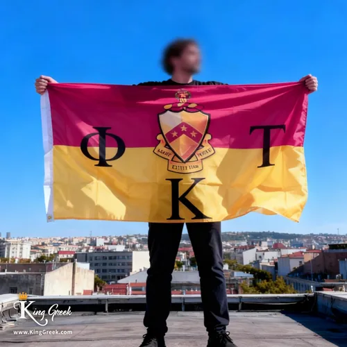 Miniatura 6 de Bandera griega de Phi Kappa Tau de la fraternidad oficial, ojales de latón y doble costura, pancarta de poliéster para decoración de pared